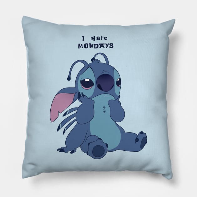 Stitch hates Mondays Pillow by SoloSammich