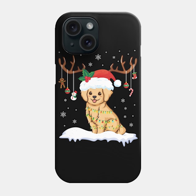 Golden Retriever Reindeer Santa Noel Costume Dancing On Snow Phone Case by bakhanh123