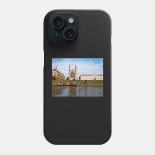 People punting near Kings College Cambridge England UK Phone Case