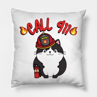 Funny Fat cat is a firefighter Pillow