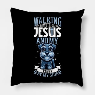 Jesus and dog - Kerry Blue Terrier Pillow