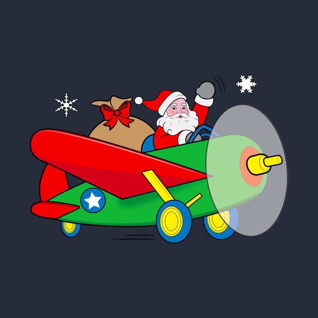 Santa Claus Flying an Airplane filled with Gifts by PenguinCornerStore