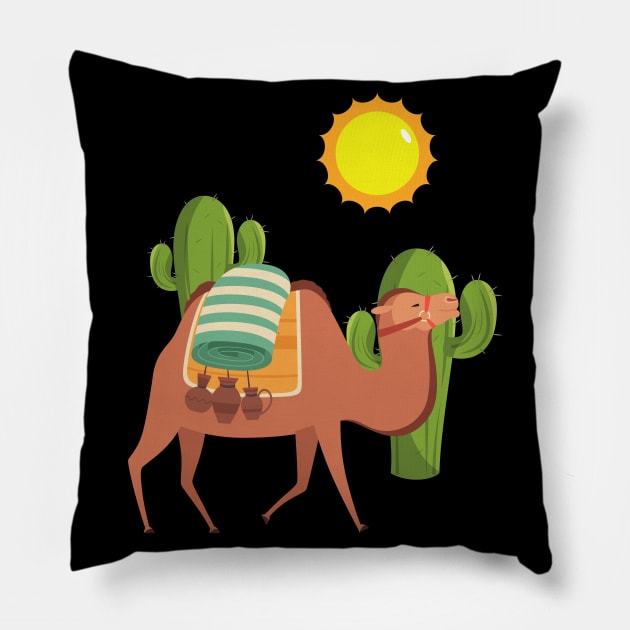 Camel cactus desert africa egypt dromedary love Pillow by Onceer