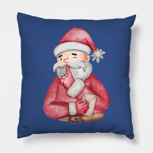 Santa Watercolor Funny Pillow