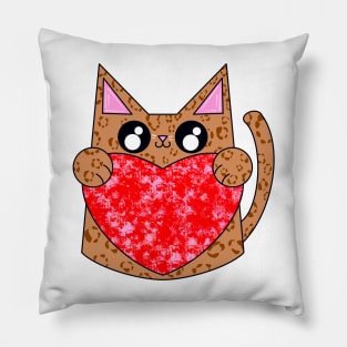 Vance The Brown Pattern Cat With Valentines Heart Pillow