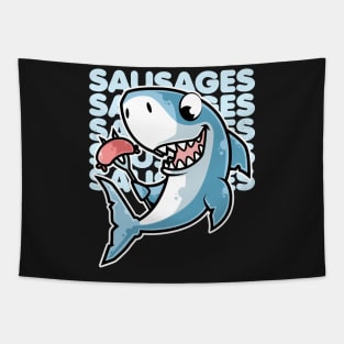 Shark Cooking Sausages Barbecue BBQ product Tapestry