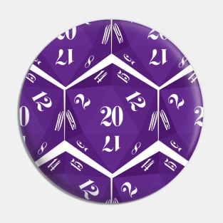 Purple 20-Sided Dice Design Pin