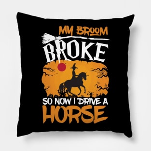 Funny Horse Riding Halloween Cowboy Cowgirl Witch Costume Pillow