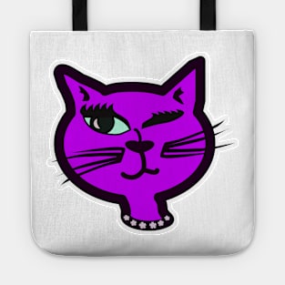 Fun Purple Winking Cat Nostalgia Design Tote