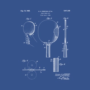 Table Tennis Patent - Tennis Paddle Art - Blueprint T-Shirt