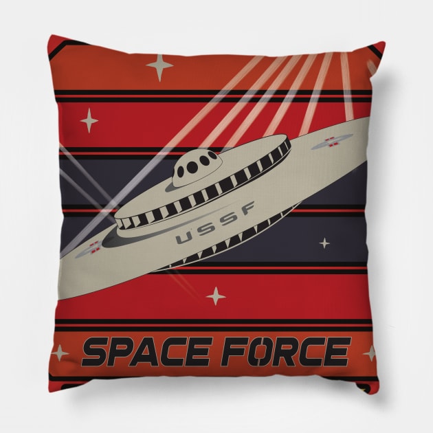 Space Force Retro Mothership Pillow by SunGraphicsLab