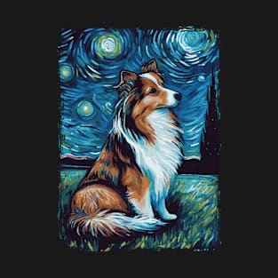 Shetland Shepherd Dog Starry Night T-Shirt