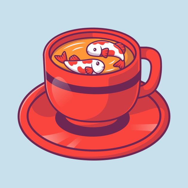 Cute Fish Koi Fish In Cup Tea Cartoon by Catalyst Labs