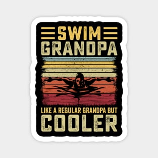 Swim Grandpa - Retro Sunset Swimmer Design Magnet