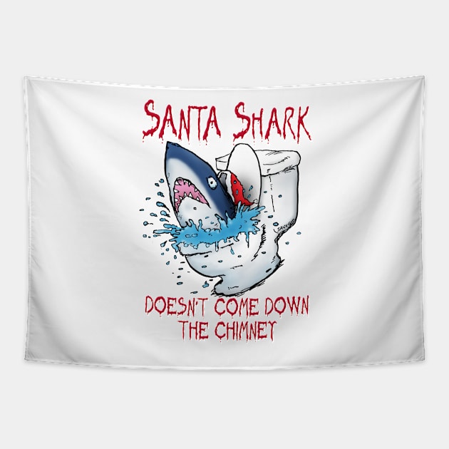 Toilet Shark Santa Tapestry by bastardcard