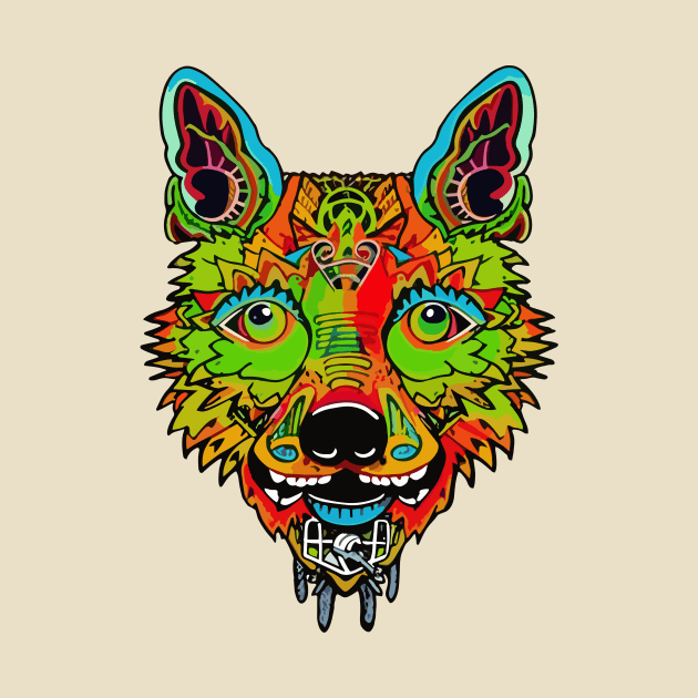 Chupacabra Head Psychedelic Art - Surreal Cryptid Illustration by Soulphur Media