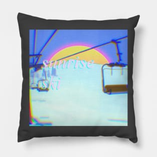 retro sunrise ski Pillow