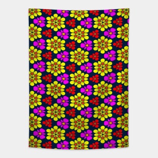 Yellow and Pink Flower Pattern Tapestry