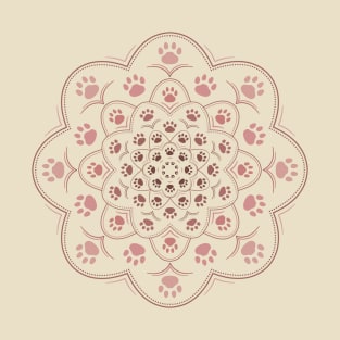 Pawprint mandala in reddish T-Shirt