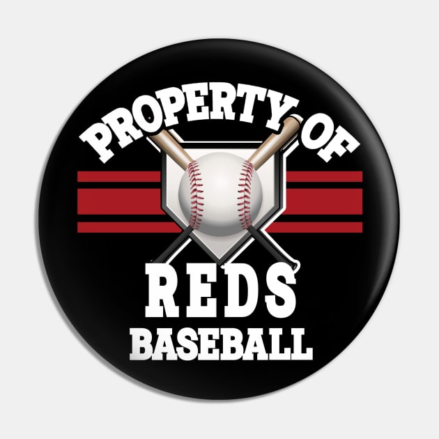 Proud Name Reds Graphic Property Vintage Baseball Pin by QuickMart