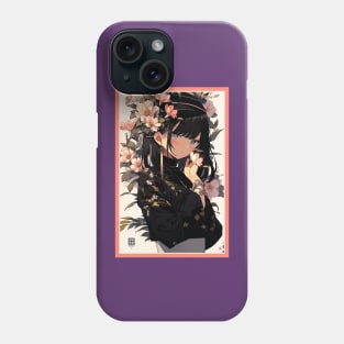 Aesthetic Anime Girl Pink Rosa Black | Quality Aesthetic Anime Design | Premium Chibi Manga Anime Art Phone Case
