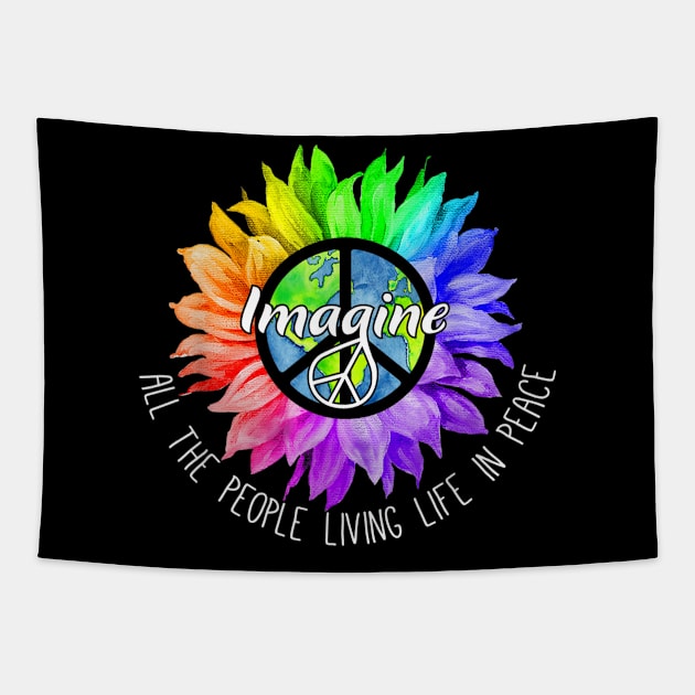 ALL THE PEOPLE LIVING LIFE IN PEACE LGBT Gay Sunflower Tapestry by Fowlerbg