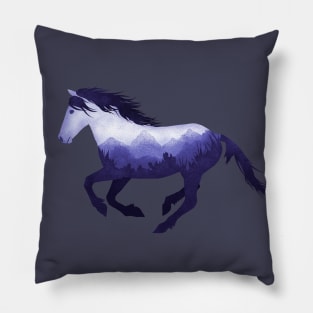 Dramabite Wild Horse Mustang Equine Double Exposure Wildlife Animal Pillow