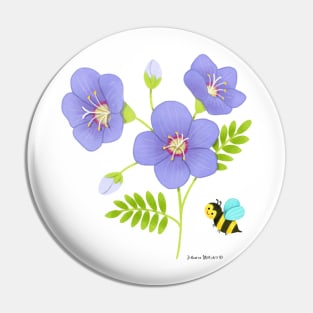 Jacobs Ladder Flowers and Bee Pin