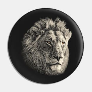 Lion Face in Vintage Sepia Pin