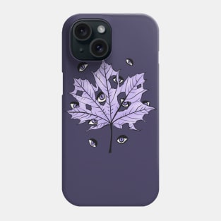 Purple Leaf With Spooky Eyes Dark Art Phone Case