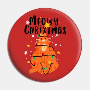 Meowy Christmas Funny Ginger Cat Pin