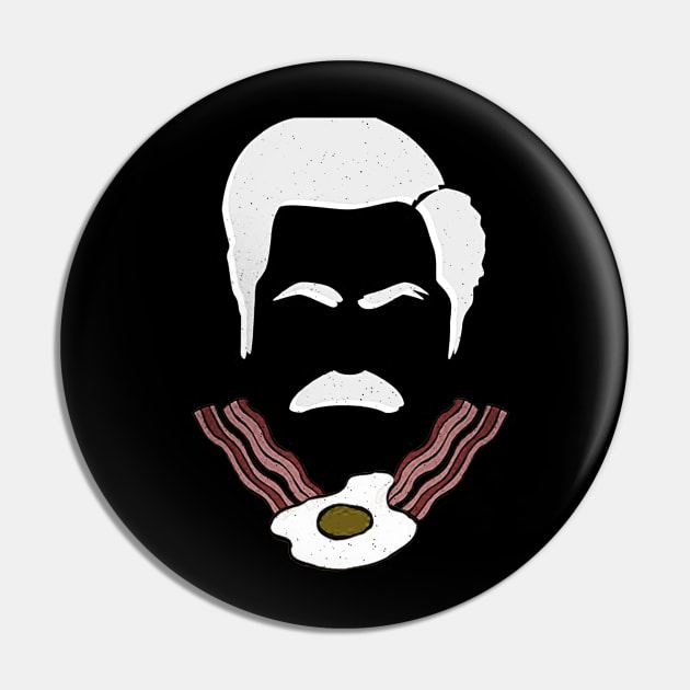 Ron Swanson Bacon and Eggs Black Shirt Pin by truefriend