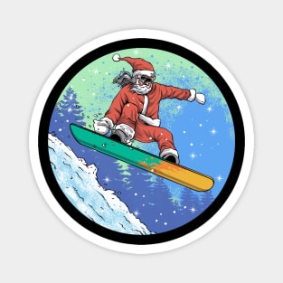 Snowboarding Santa Magnet