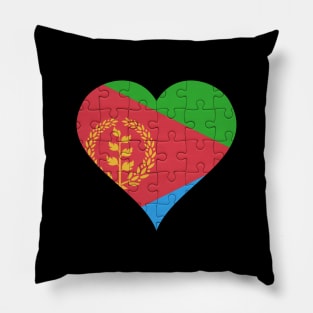 Eritrean Jigsaw Puzzle Heart Design - Gift for Eritrean With Eritrea Roots Pillow