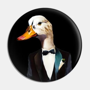 Duck in a tuxedo ready for a night on the town Pin