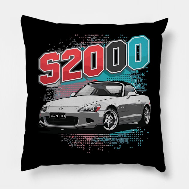 Honda S2000 Vintage Car Pillow by Cruise Dresses