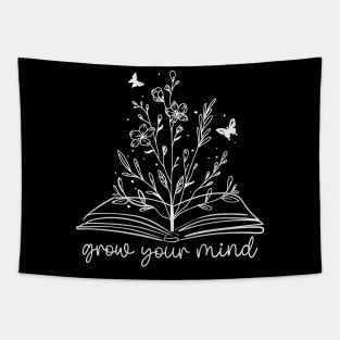 Grow Your Mind Book Lover with Flowers Tapestry