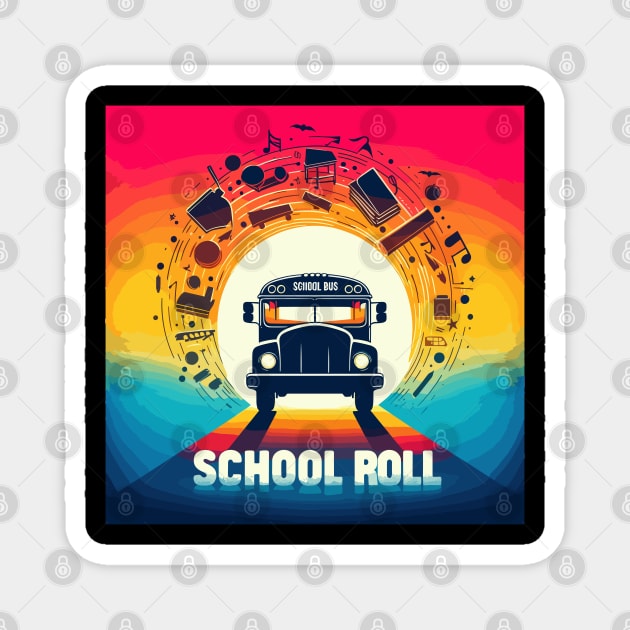 Silhouette Of A School Bus, School Roll Magnet by Vehicles-Art