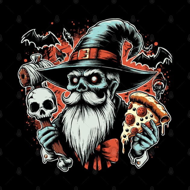 Pizza Wizard Vintage Horror Design by Trendsdk