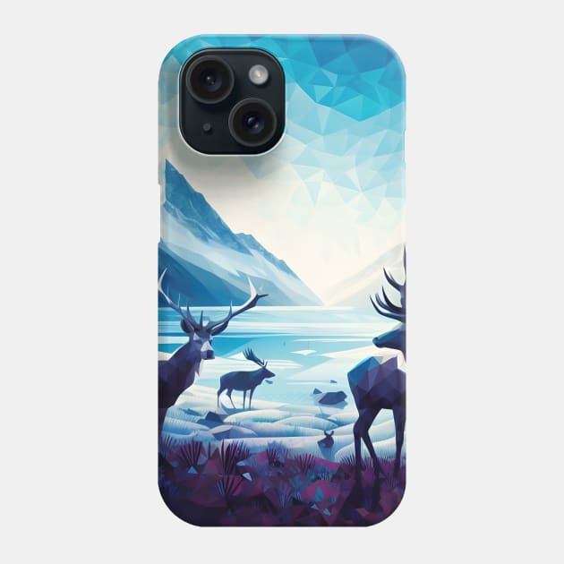 Low Poly Winter Mountain Forest Phone Case by Antipodal point