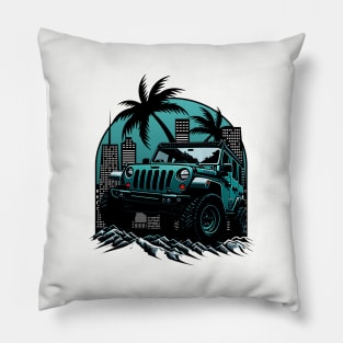 Jeep Adventure in City Pillow