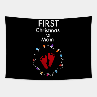 First Christmas as mom black Tapestry