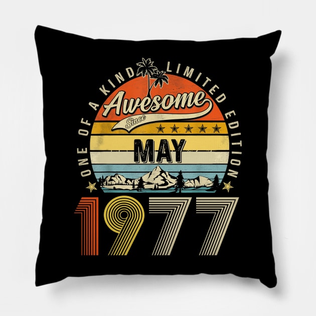 Awesome Since May 1977 Vintage 46th Birthday Pillow by louismcfarland