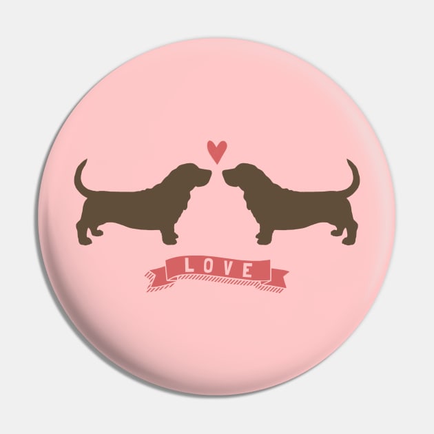 Basset Hounds in Love Pin by Coffee Squirrel