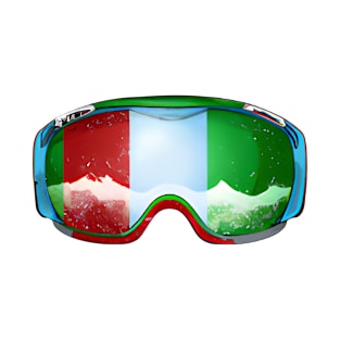 Cool Snowboard Goggles, Cute Italy Flag, Skiing Goggles, Retro ski gift T-Shirt