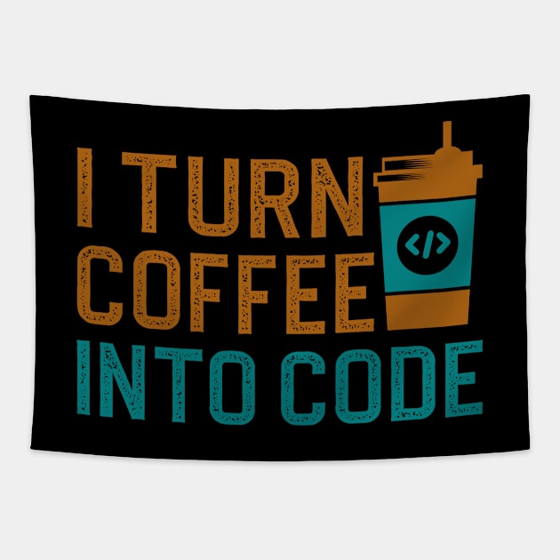 I turn coffee into code Tapestry by DragonTees