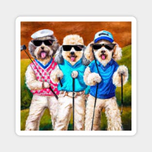 Golfing Dogs Oil Painting Magnet