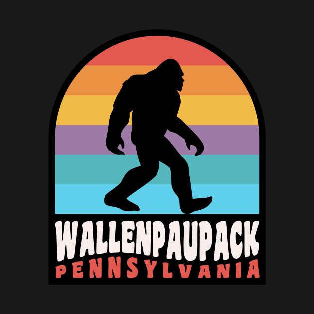 Lake Wallenpaupack Bigfoot Sasquatch Retro Sunset by PodDesignShop