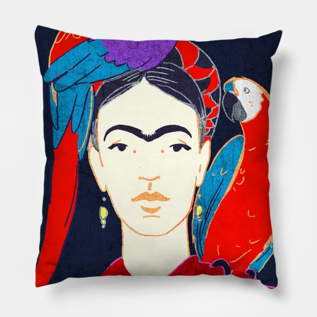 FRIDA KAHLO Mexican Feminist portrait Art poster Pillow by GalleryArtField