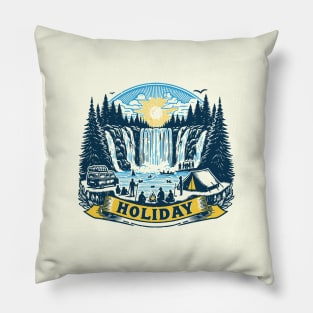 holiday - go camping to a waterfall Pillow